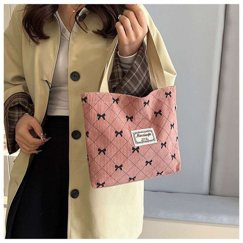 High-Quality Corduroy Portable Work Handbag Travel Storage Large Capacity 3D Clutch Bag For Women