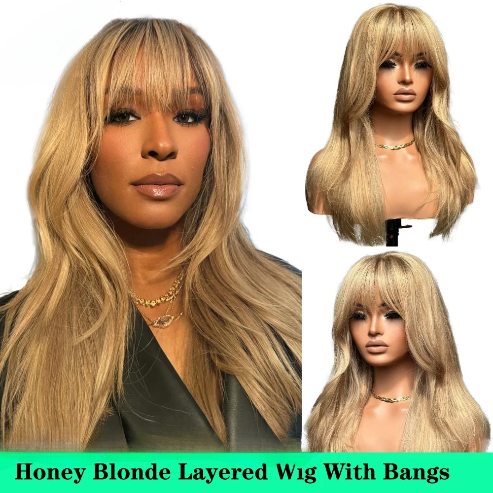 Wear And Go Wig With Layered Bang Glueless Ready To Wear 360 Full lace Human Hair Wigs For Women 13x4 Lace Closure Wig Synthetic