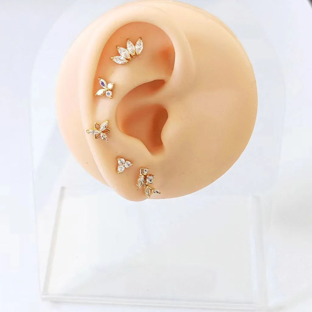 ASTM 36 G23 Flower Moon Butterfly Threadless Piercing Lightning Pin Push in Lip Stud Daith Conch Earring 16G 18G 20G 250805