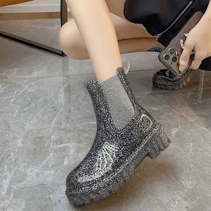 igh Quality Women Rain Boots Knee High Platform Elegant Low Heel Trend Gothic Rock Leather Knight Boots Cott Shoes Snow Boots XJ250807
