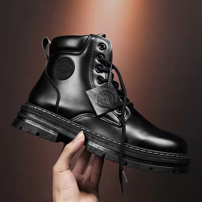Autumn new design Martin retro British casual men's leather high top workwear boots gray green yellow black plus size 39-48