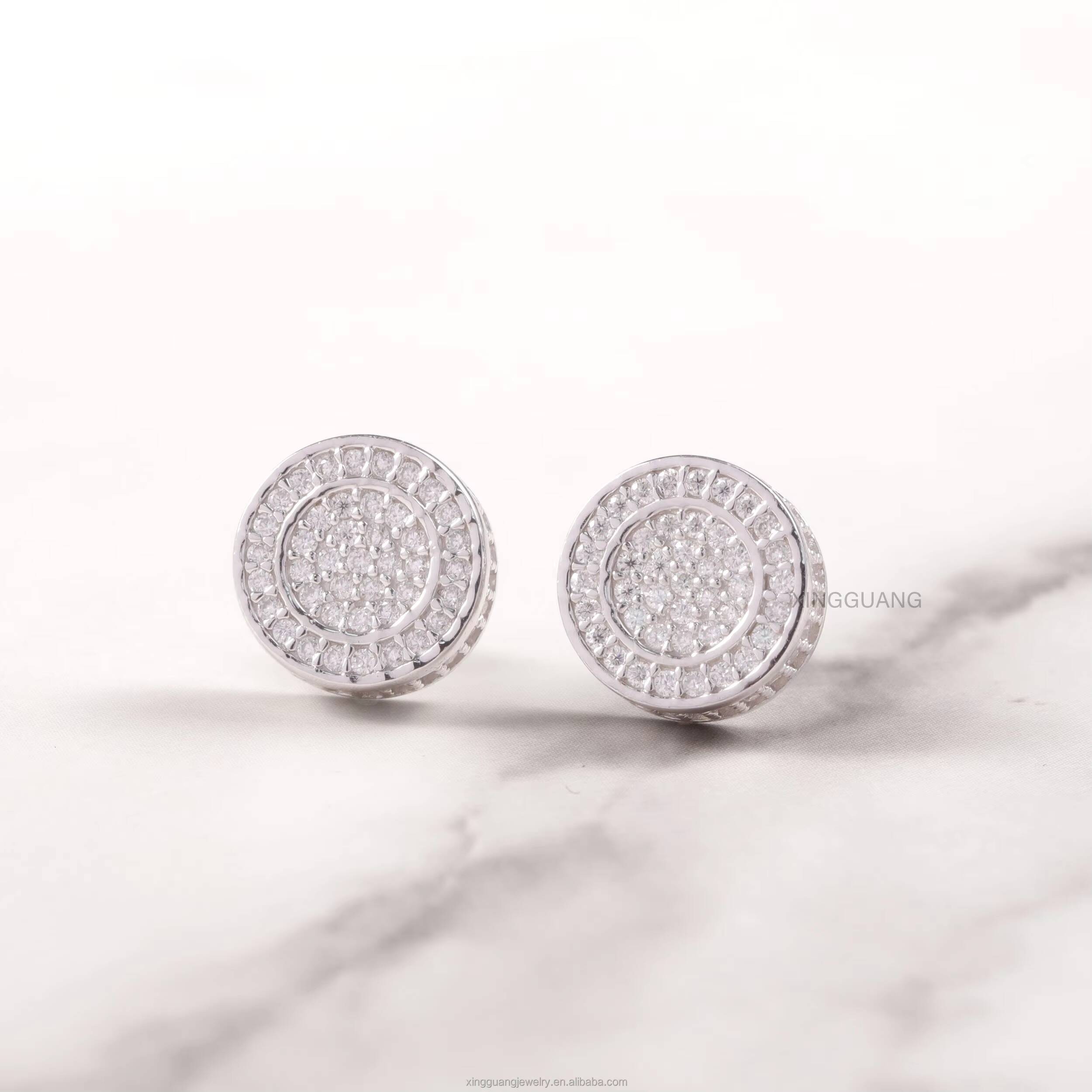 XG Rts Vvs Moissanite Earrings 925 Sterling Silver Fine Jewelry Earrings for Men Women Pass Diamond Tester