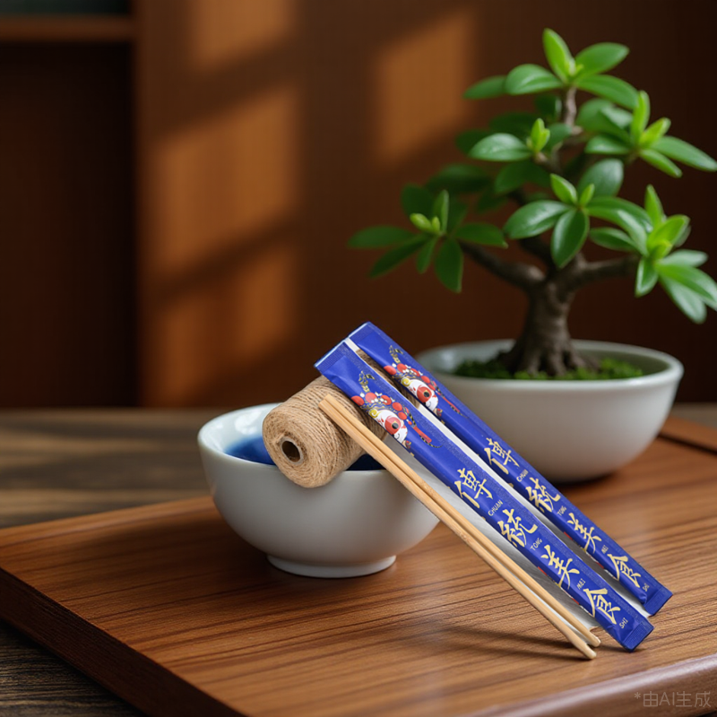 White Kraft Packaged Eco-Chopsticks Made from Sustainably Grown Bamboo