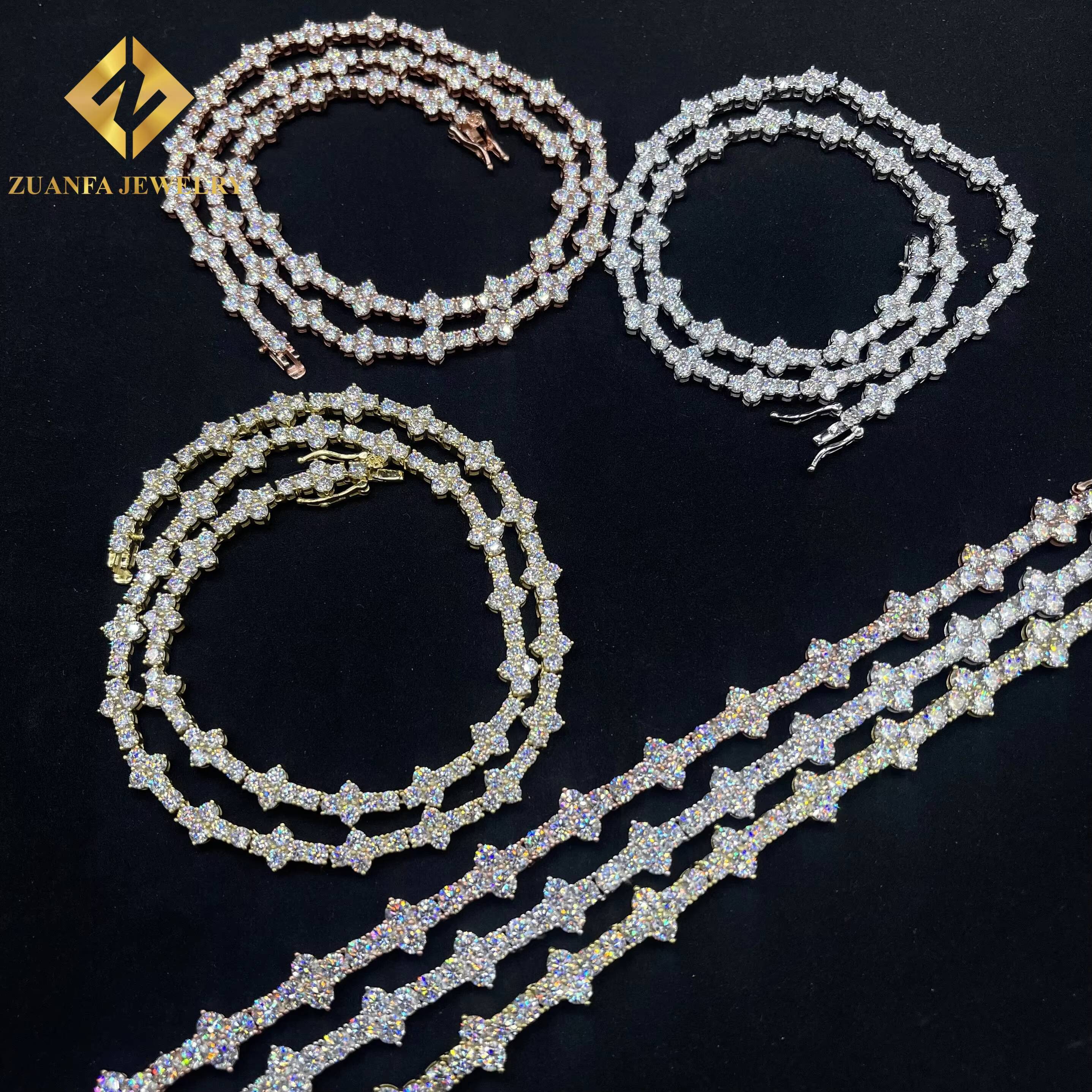 Iced Out Hip Hop Jewelry 925 Silver Cross With Tennis Chain 925 Silver Vvs Moissanite for Men and Women