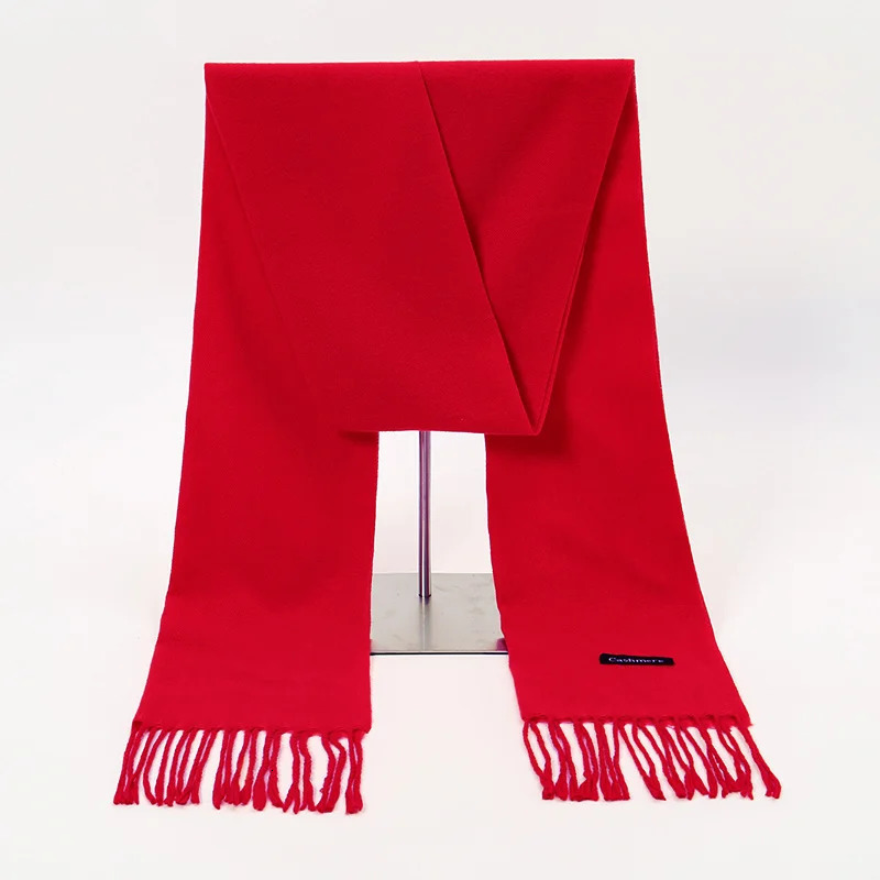 Red Cashmere Scarf Shawls Wrap Tassel Pashmina Jubilant Scarf Woman Winter Scarf Thick Scarves Neckscarf Female Muffler 250805