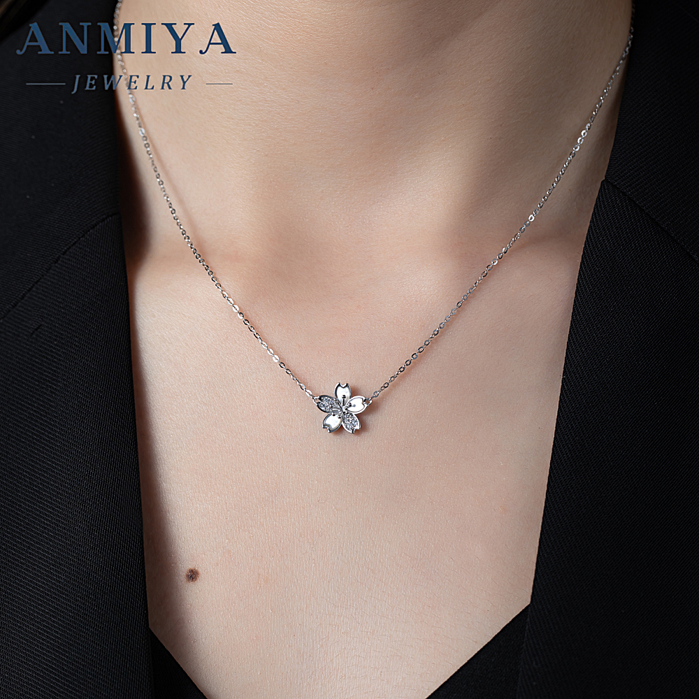Custom Fine Jewelry Necklaces Zircon Flower Necklace 925 Sterling Silver Sterling Fashion Jewelry Pendent Necklaces