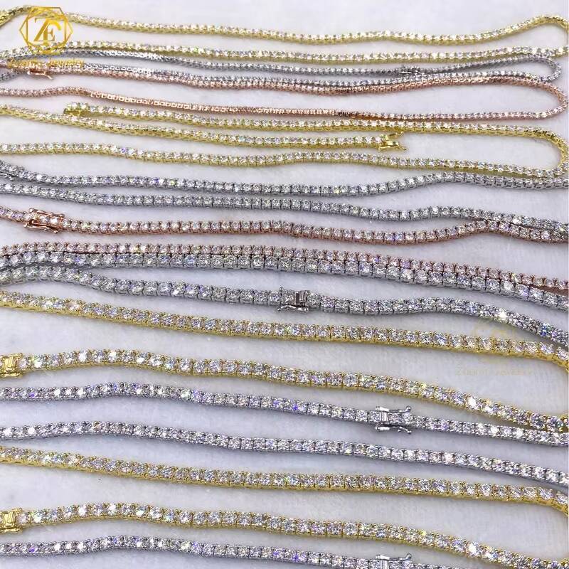 Luxury 2mm 3mm 4mm Diamond Tennis Chain Iced Out VS HPHT/CVD Real Diamond Tennis Necklace Custom 10K Gold Bracelet Jewelry