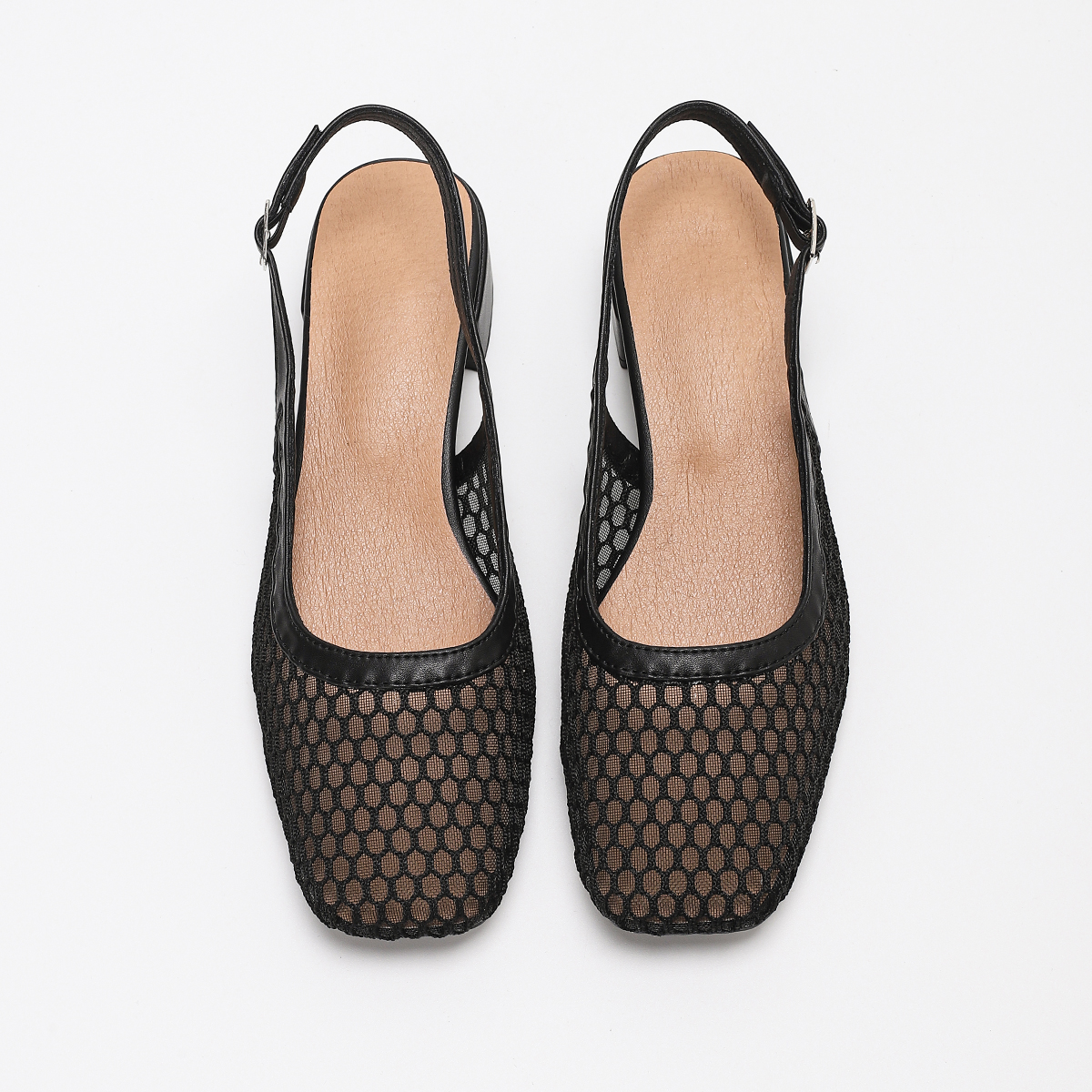 Sandals Women Shoes Stylish square toe casual party/Office buckle breathable solid color perforated mesh high heels