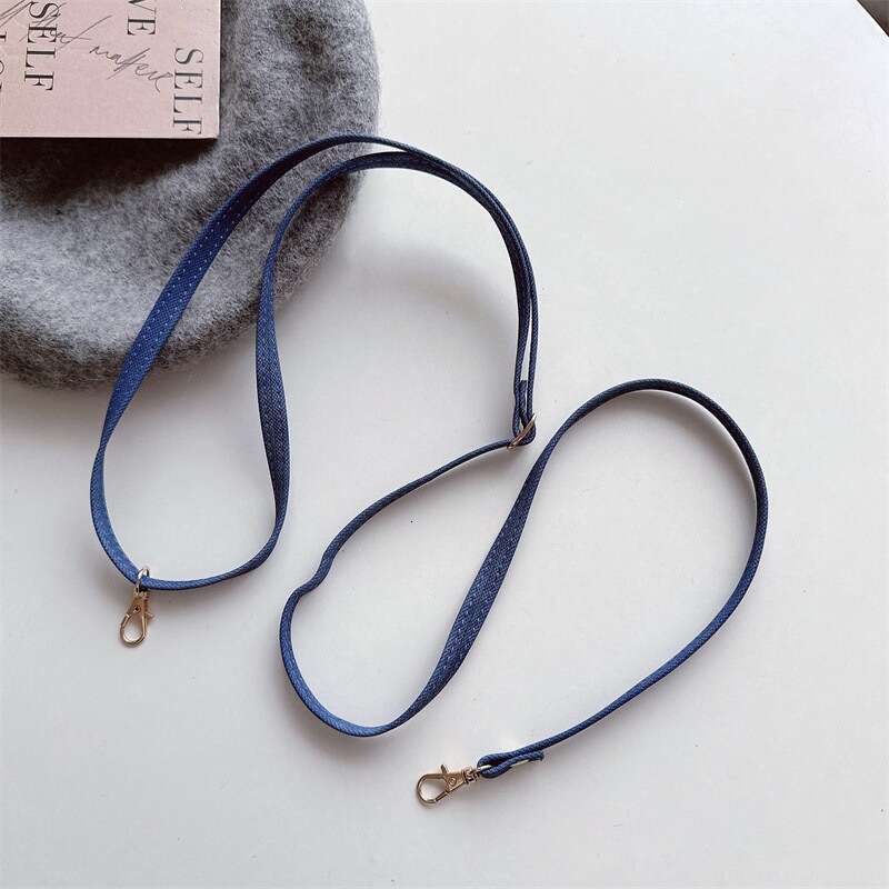 Simple Solid Color Cross Pattern Leather Multi-Color Adjustable Strap Lanyard Student ID Work Badge