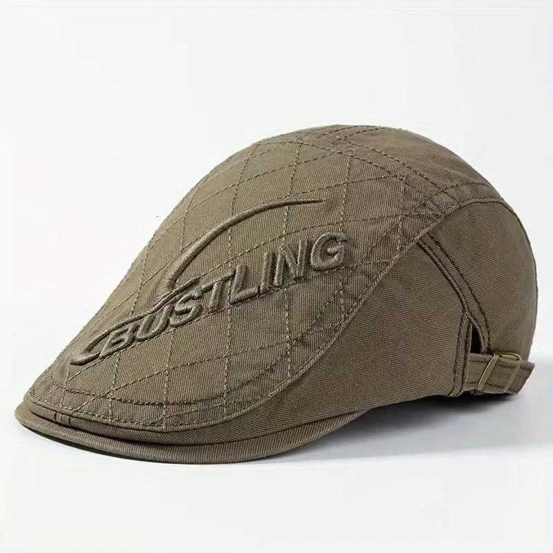 Man Retro Street Style Trend Beret Fashion Letter Embroidery Cap Solid Color Casual Outdoor Windproof Womens Newsboys Hat XJ250807