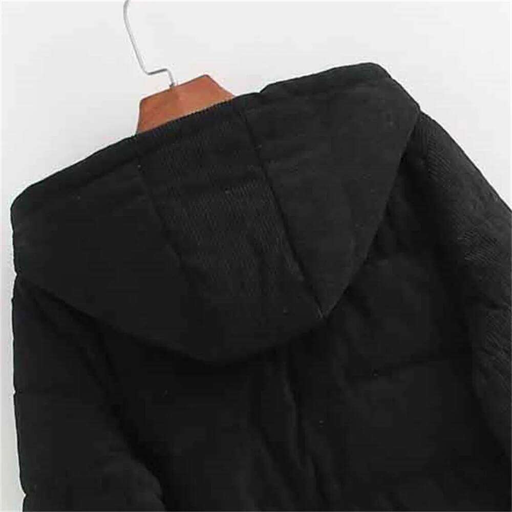 Designer Clothing 2025 UNIZERA Autumn/Winter New Product Fashion Women's Clothing Loose Long Sleeve Corduroy Short Hooded Coat Cotton Jacket