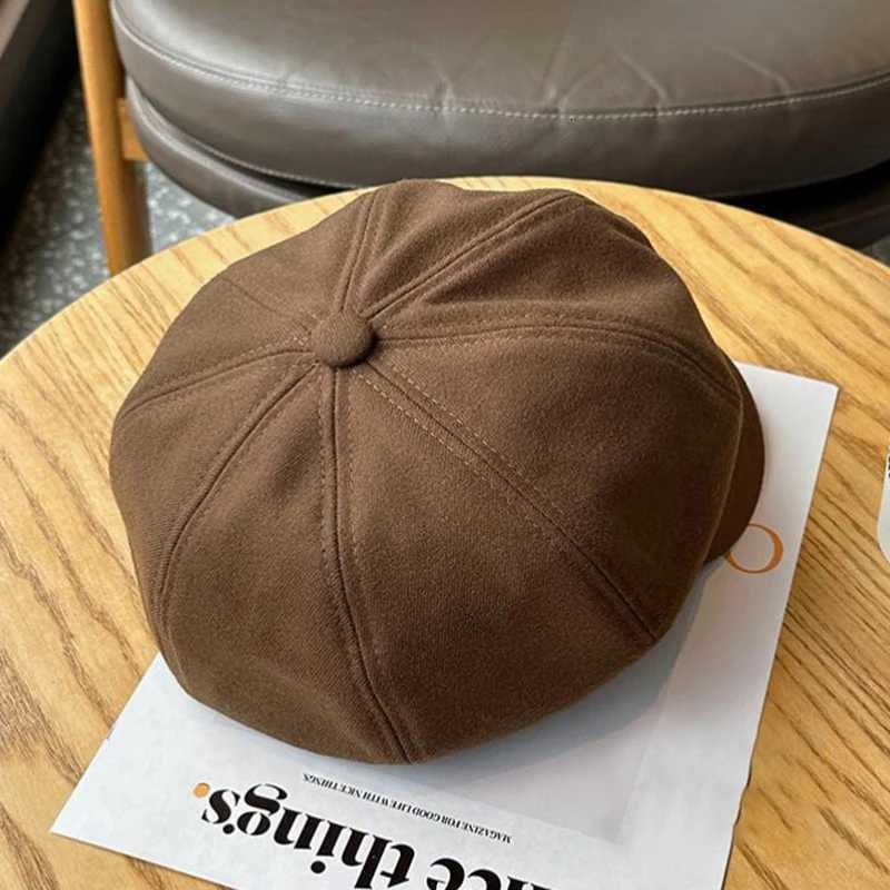 Retro Fashion Women Beret Hat Solid Color Autumn Winter Octagonal Newsboy Girls Berets Painter XJ250807
