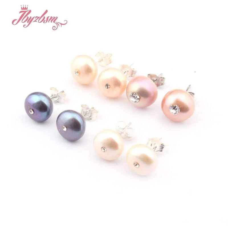 9mm Round Pink Purple White Natural Freshwater Pearl Elegant Minimalist Stud Earrings 1 Pair Party Anniversary Jewelry Gift 250805