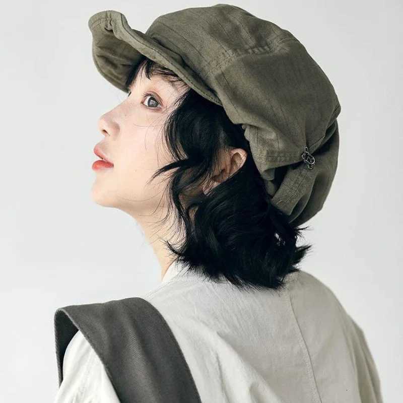 2024 Spring Summer Fashion Versatile Casual Short-brimmed Newsboy Hats Harajuku Retro Style Oversized Berets for Women XJ250807