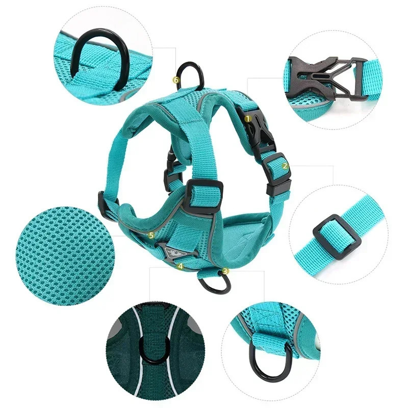No Pull Dog Harness and Leash Set Adjustable Pet Harness Vest For Small Dogs Cats Reflective Mesh Dog Chest Strap French Bulldog 250805