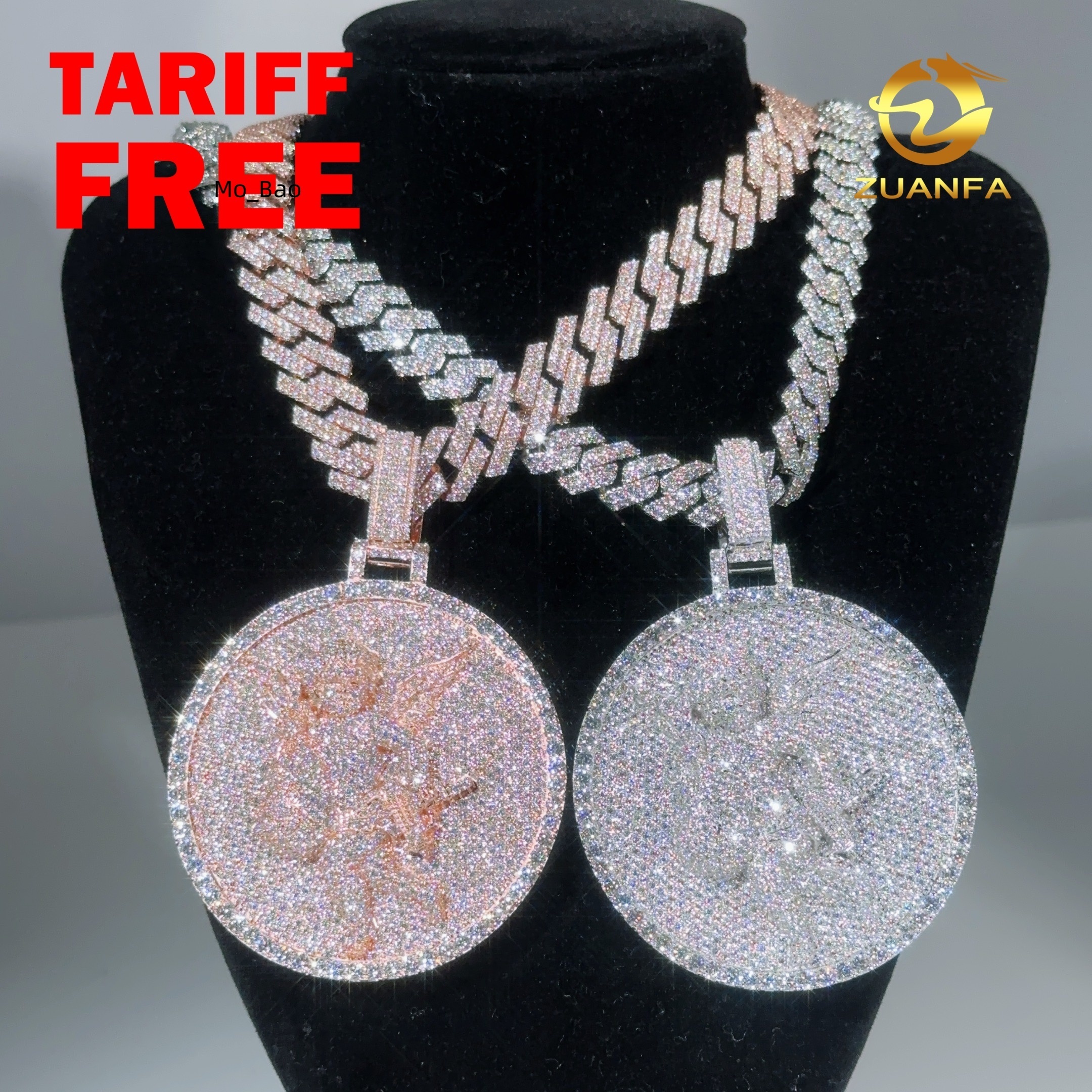 2.5inch Solid 925 Silver Round Pendant Moissanite Custom Pendant Angel With Money Bag Hip Hop Iced Out Pendant for Chain