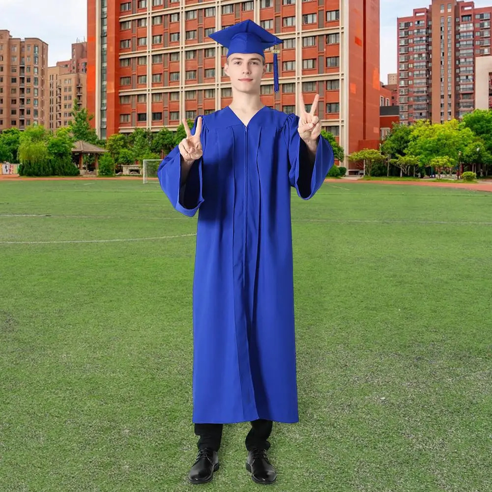 2Pcs 2025 Badge Graduation Gown And Cap Set Women Men Bachelor Degree Ceremony Uniform Academic Dress With Hat 250729