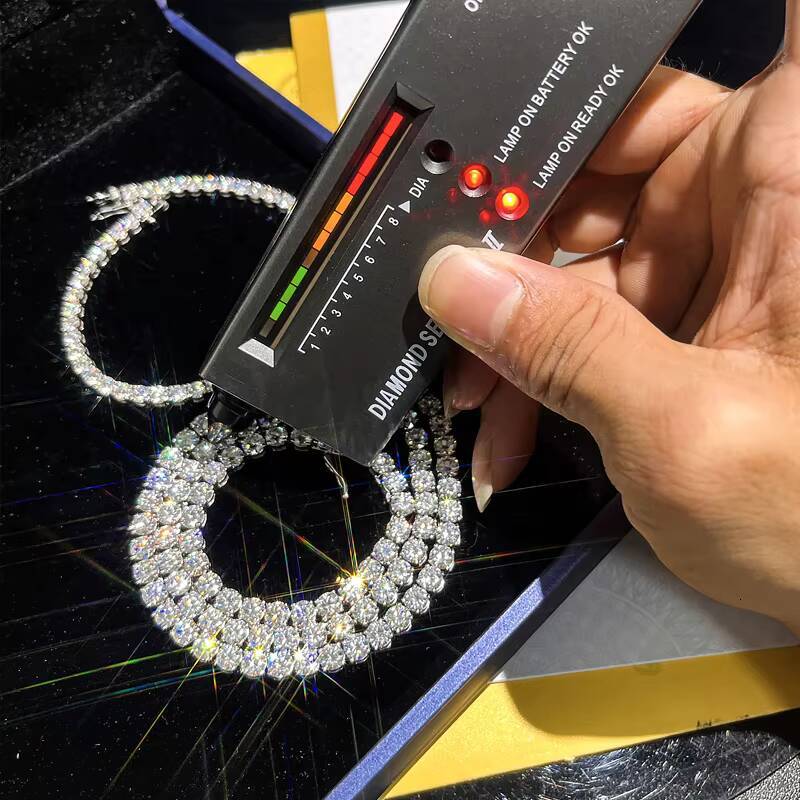 For RINNTIN SMN 925 Silver Gra VVS Moissanite Diamond Tennis Chain 2MM-5MM Necklace Bracelet for Men and Women Hip-hop Jewelry