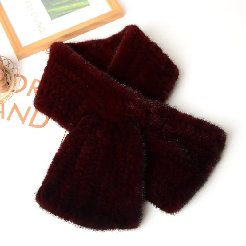 Winter Women Warm Knitted Real Mink Fur Scarf Natural Mink Fur Shawl Lady Short Style 100% Real Mink Fur Scarves 250806