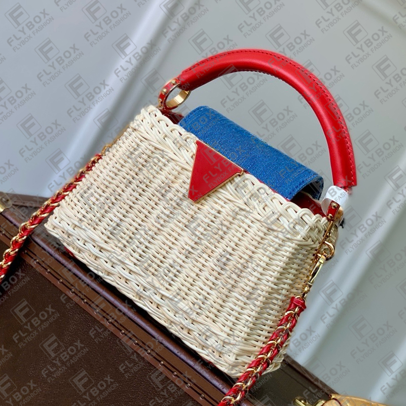 M14295 Capucines Rattan Bag Totes Handbag Shoulder Bag Crossbody Women Fashion Casual Luxury Designer Top Handbag Bag TOP Quality Purse Pouch Fast Delivery