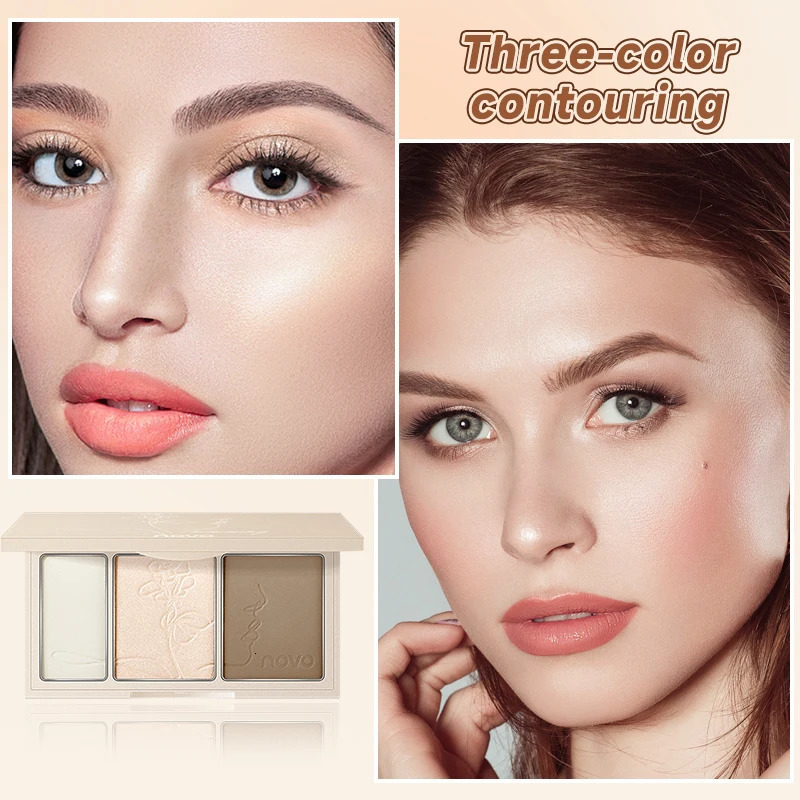 3-In-1 Contouring Powder - Easy To Blend Highlight And Contour Palette Ultra-Fine And Long-Lasting Complexion-Enhancing Shade 250730