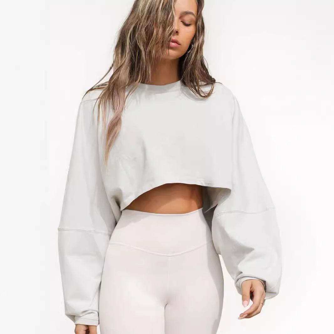 Free Shipping Designer Hoodie 2025 Crop Top Round Neck Sweatshirt European And American Women's Fashion Short Sports Bottom Sweater Knitted Long 