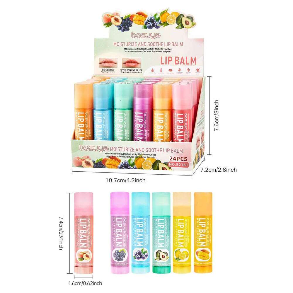 24Pcs Fruit Series Set Honey Grape Avocado Moisturizing Repair Anti-Cracked Non-sticky Lip Balm for Lips Skin Care X250807