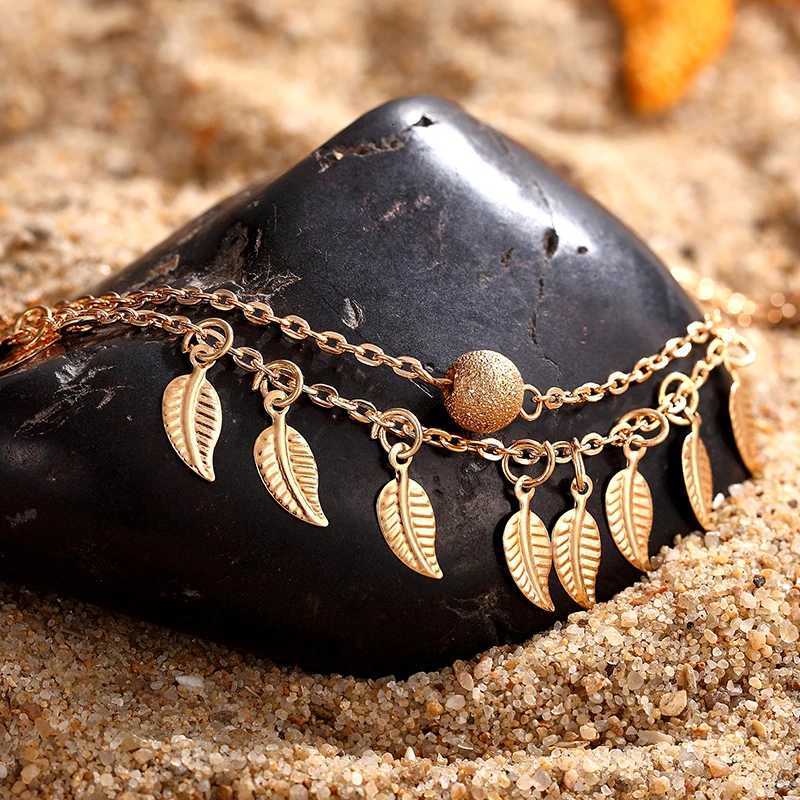 New European and American selling beach anklet simple double tassel ethnic style women small foot AccESSories Jewelry Y250805