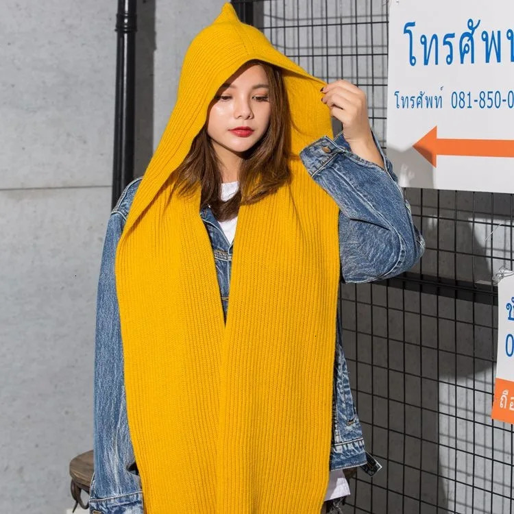 Women Hooded Poncho With Hats Winter Warm Scarves Wool Knitted Earflap Snood Wraps Solid Crochet Scarves and Hat for Girl 250806