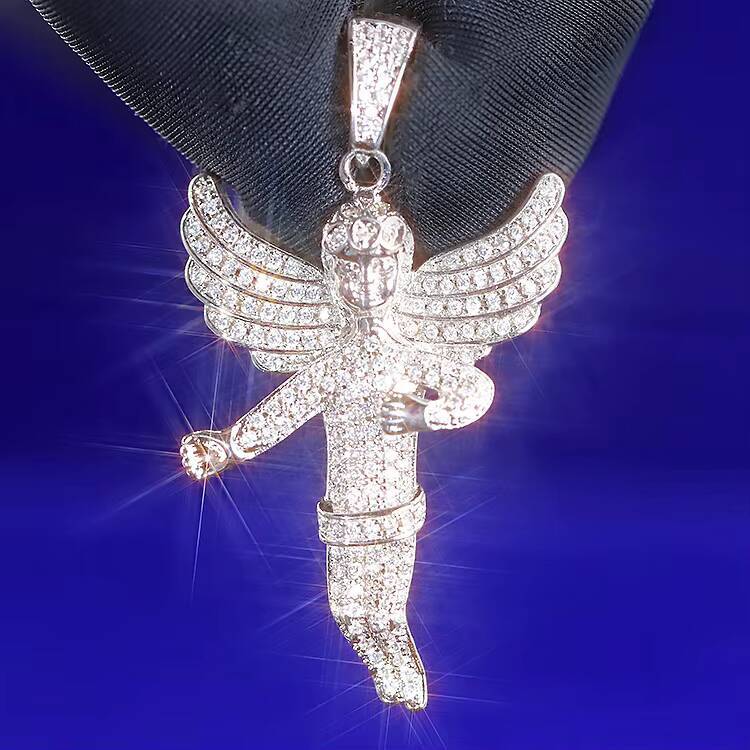 Hot Sale Cupid Pass Diamond test RTS Angel Pendants 925 Solid Silver with VVS Moissanite Diamonds Angel Pendants for Necklace