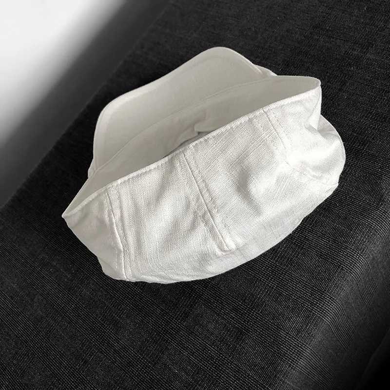 Spring Summer Linen Newsboy C New White Breathable Beret Mens Womens Literary Retro Hat England Hats Male Hats 55 XJ250807