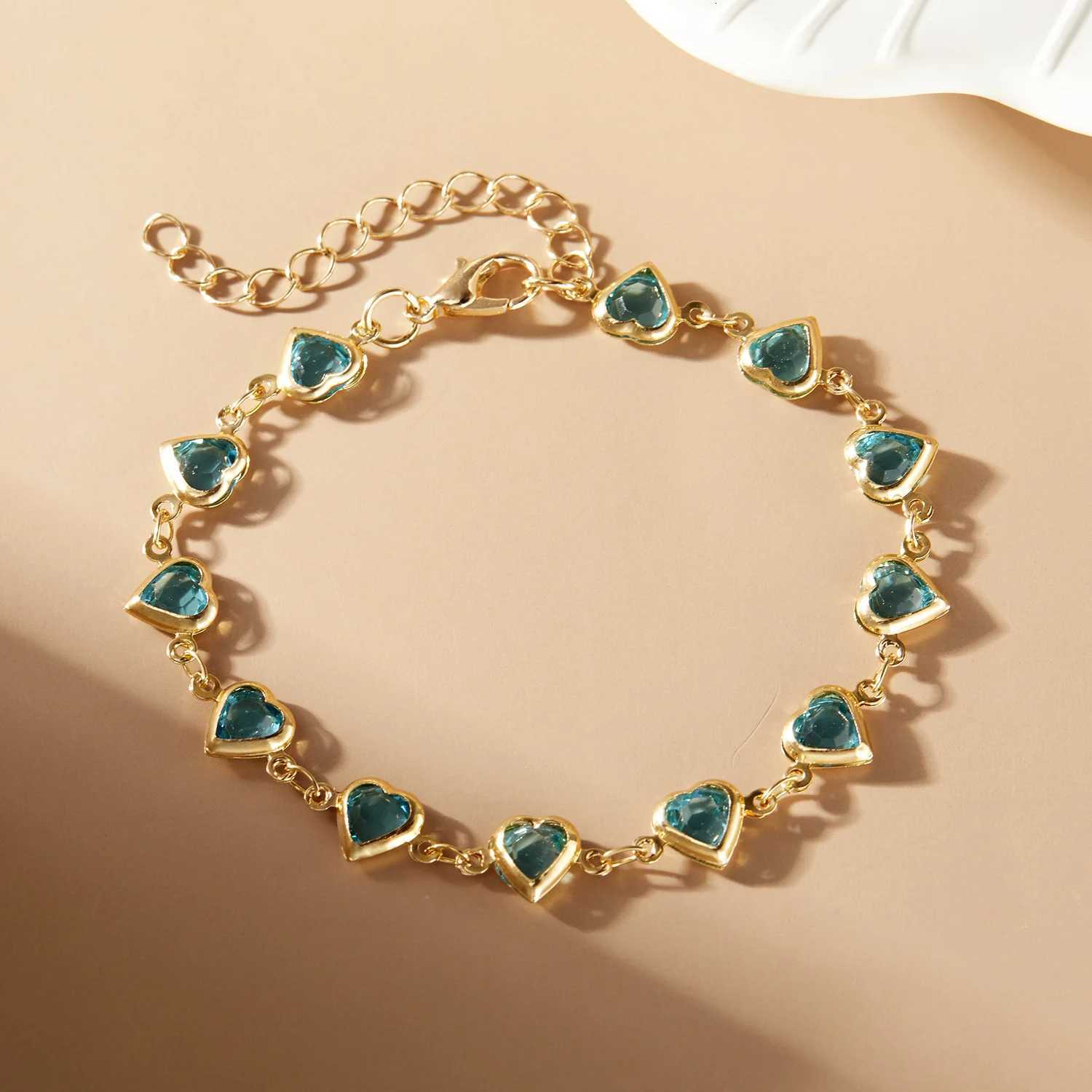 Elegant Red Crystal Zircon Metal Chain Bracelets for Women Colorful Heart Bracelets for Party Wedding Girl Wrist Jewelry Gift W250807