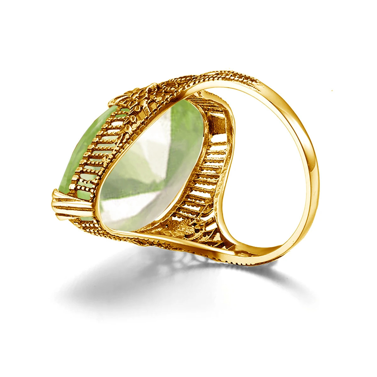 14*26mm Marquise Stone Olive Peridot Ring Gold For Women Trend Jewelry Birthstone Gems Unique Handmade Gift Female Sale 250730