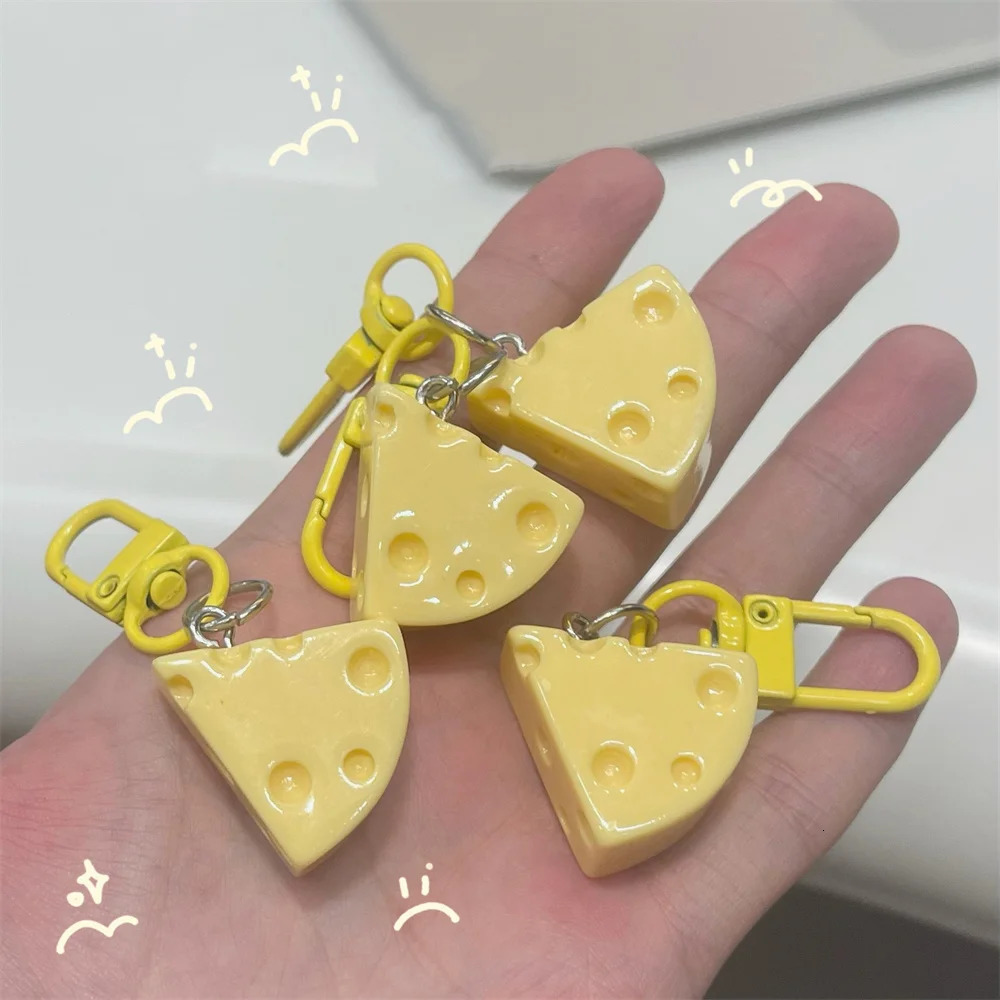 Milk Yellow Cheese Block Keychain Food Game Resin Keyring Student Girl Jewelry Pendant Gift 250807