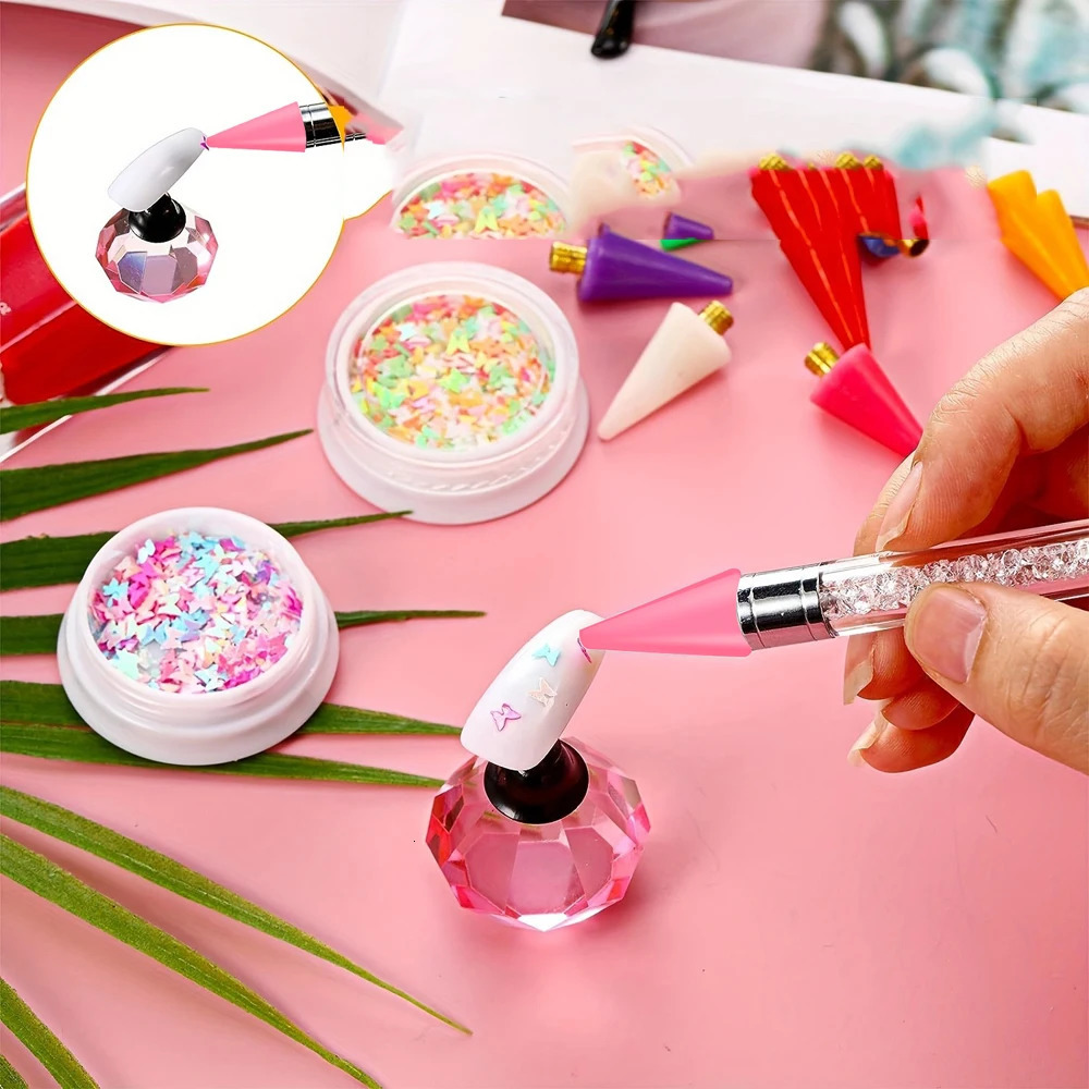 1/5/10Pcs Nail Dotting Replacement Wax Head White Pink Rhinestones/Gems/Charms Picking Up Pen Tips Manicure Art Dot Drill Tools 250805