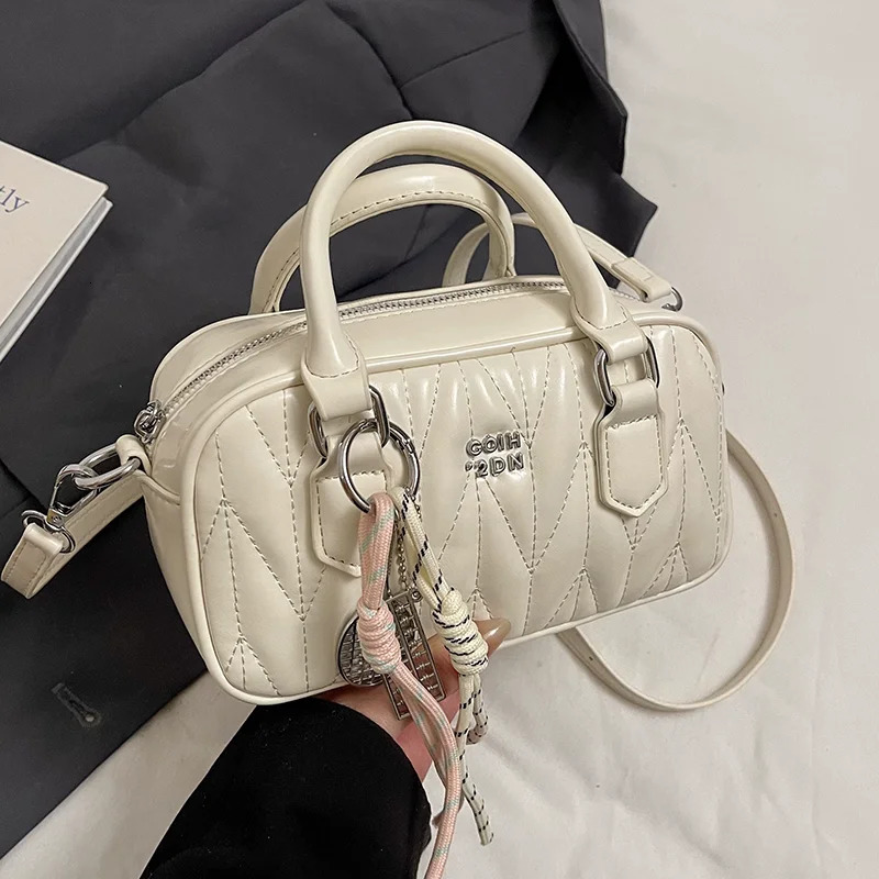 Portable Mini Bowling Bags Female 2025 Spring and Summer Messenger Bag Boston Square Bag Small Purse Handbag 250807