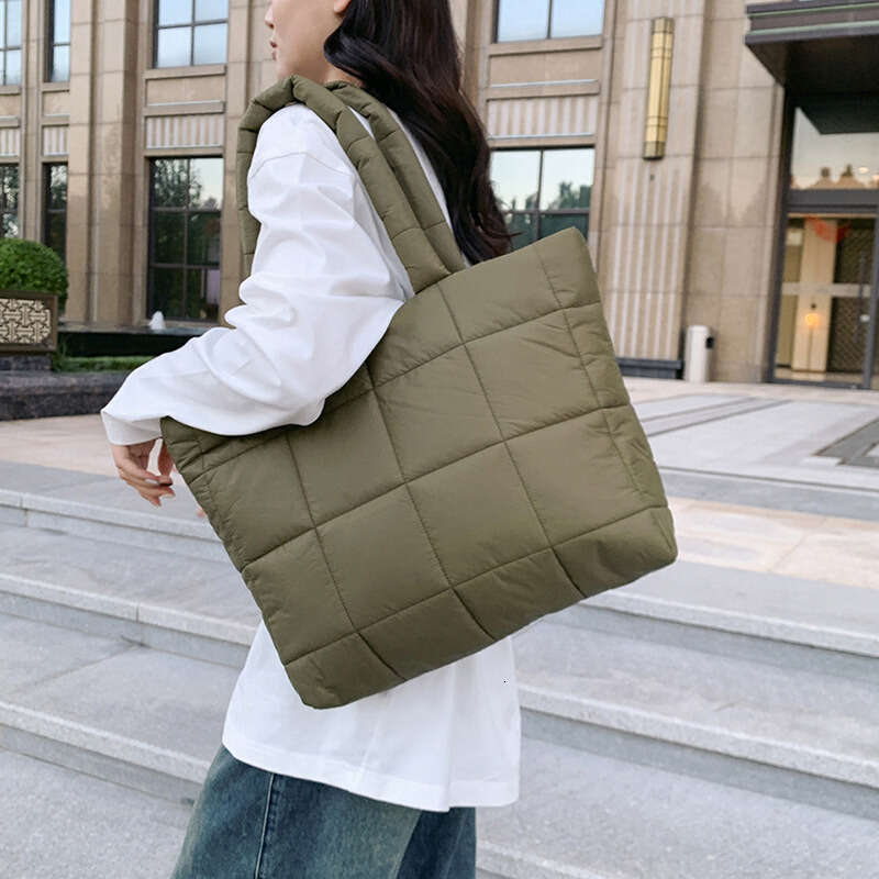Shoulder Bag Light And Soft Bag Trendy Niche Design Checkered Soft Tote Bag For Women Handheld And Shoulder Fashionable Cotton Bag Large Ca