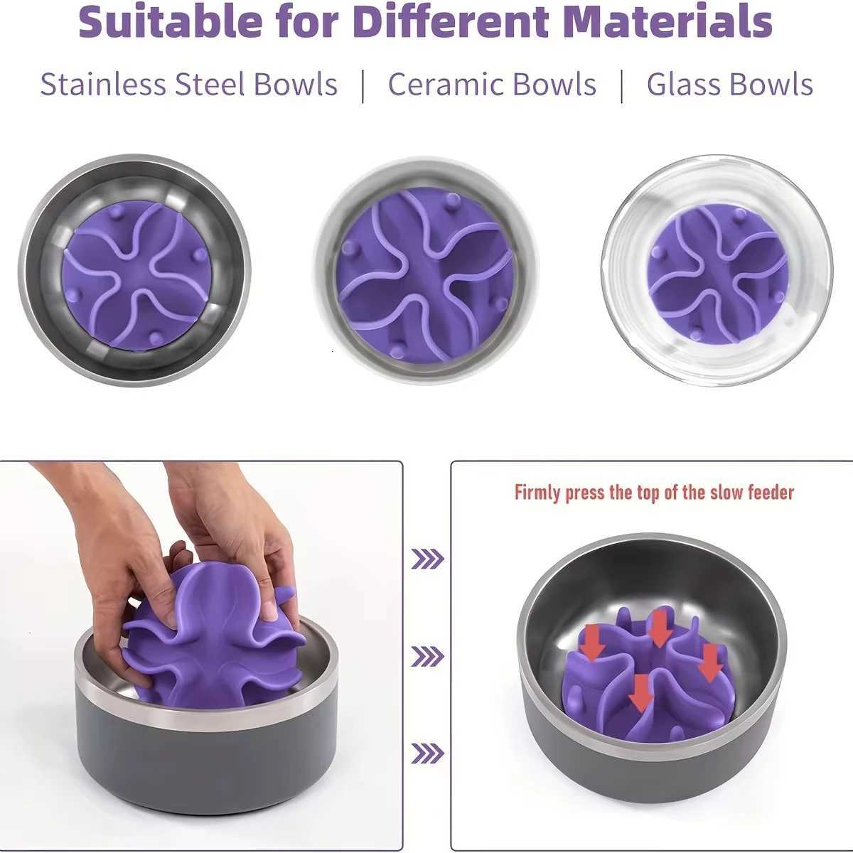 1Pc Soft Silicone Slow Feeder Dog Bowl Insert-Stimulates Mind Promotes Healthy Digestion Suitable for all sizes Y250806