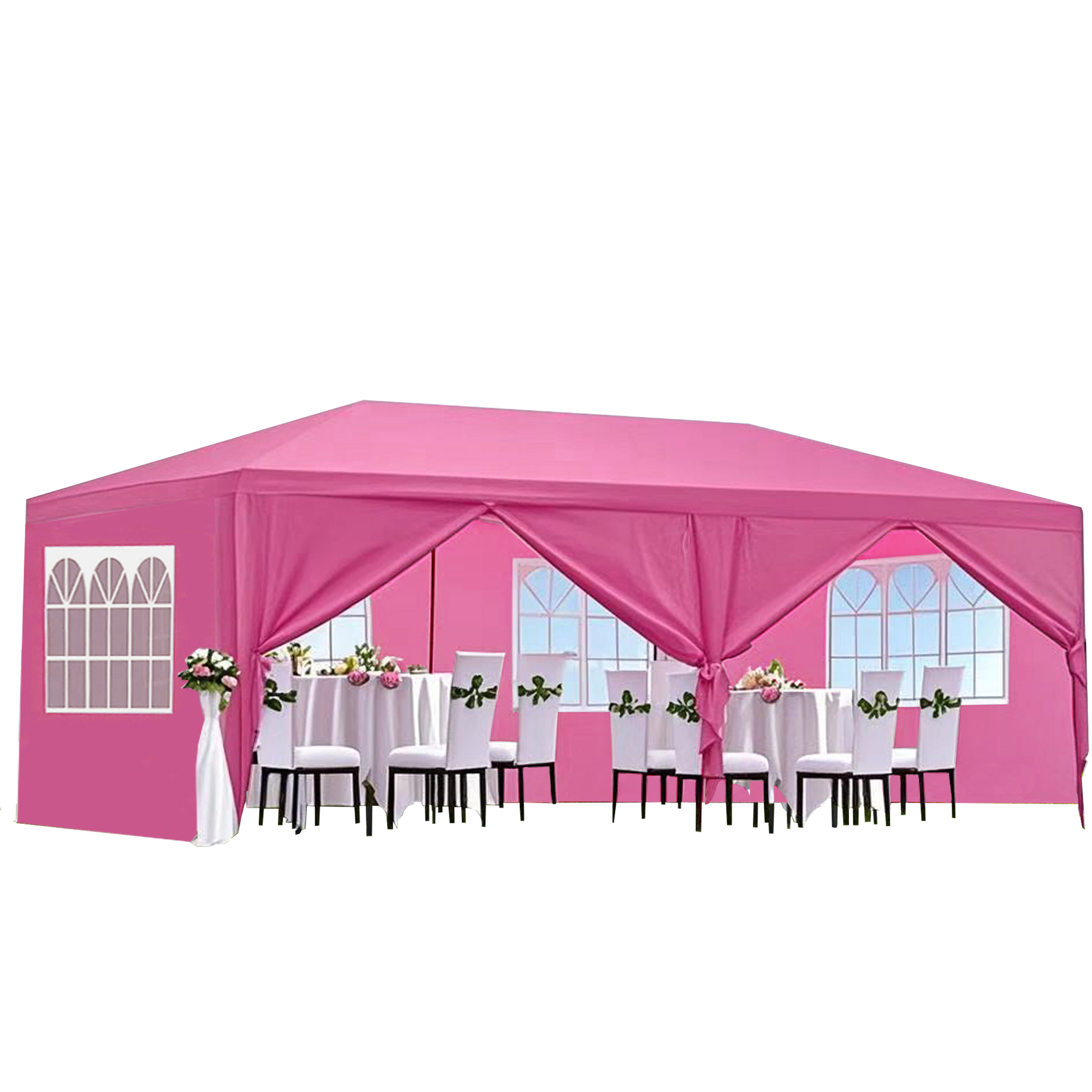 10x20' Wedding Party Canopy Tent Outdoor Gazebo with 6 Removable Sidewalls