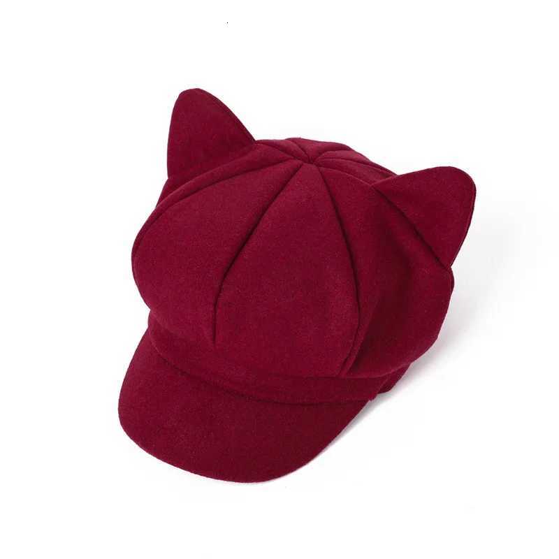 ute Cat Ears Hat Women Beret Hat Spring Autumn Retro Octagonal C Fashion Vintage Beret Hat Women Ladies Girl Hats XJ250807