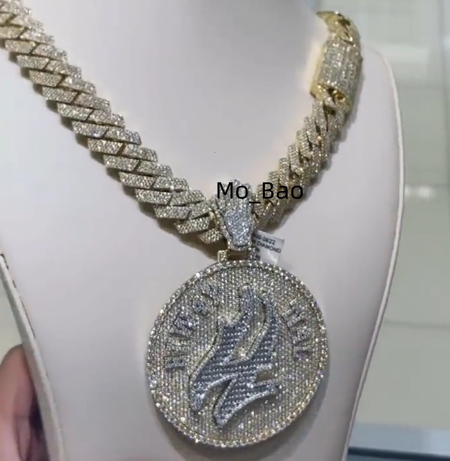 Custom Letter Name VVS Moissanite Disc Pendant Charms Silver Hip Hop VVS ChampionD Color Moissanite Pendant Men Jewelry