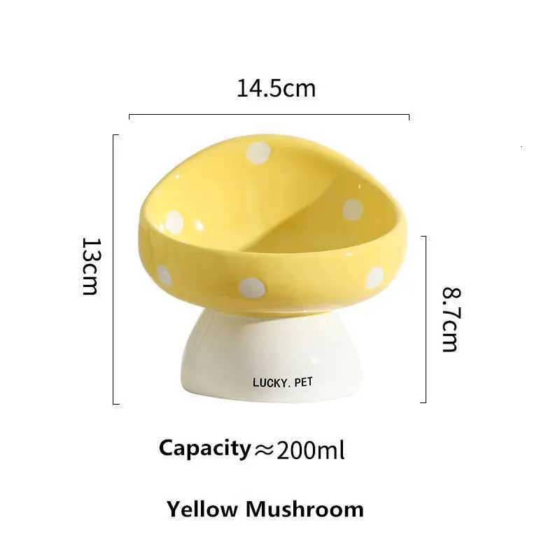 Pet Accessories Cute Mushroom Shaped Ceramic Pet Bowl Cat Food Bowl Protects Cervical Neck Drinking Supplies for Puppy Dog Cat Y250806