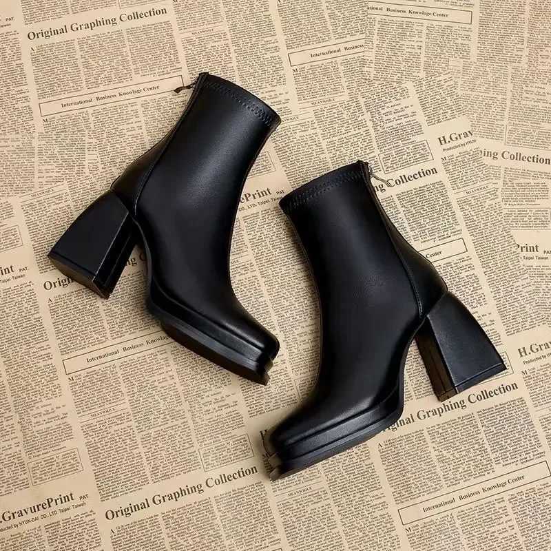 Booties Waterproof Leather Increase Height Women Short Shoes Autumn Promotion Footwear Fi 2024 Y2k Ankle Boots for Women XJ250807