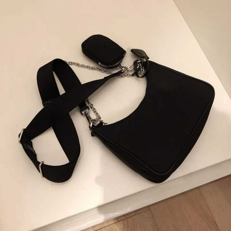 Casual Nylon Waterproof Women Shoulder FAshion Cool Black Chain Decoration Armpit Crossbody With Small Purse Z250807