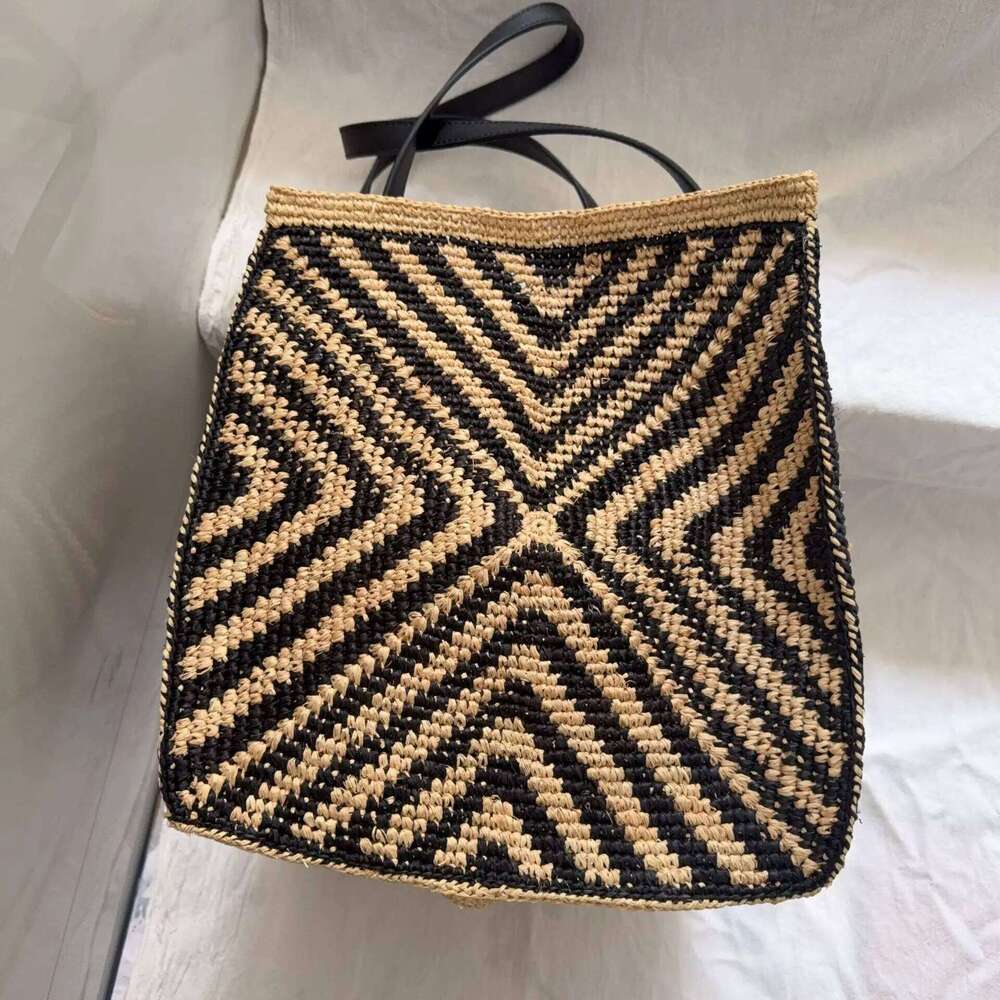 Trendy Women Woven Shoulder Summer Hollow Out Straw Hand-Held Tote Bag Large Capacity Beach Vacation Shopping Bags 20250805