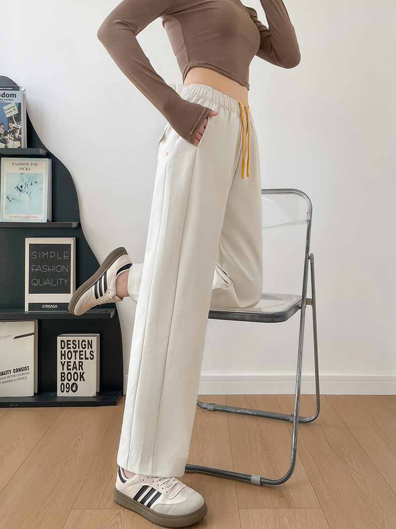 Treasure Titanium Gold Cotton Pants, Drawstring Waist + Loose Straight Leg, Fashionista's Favorite