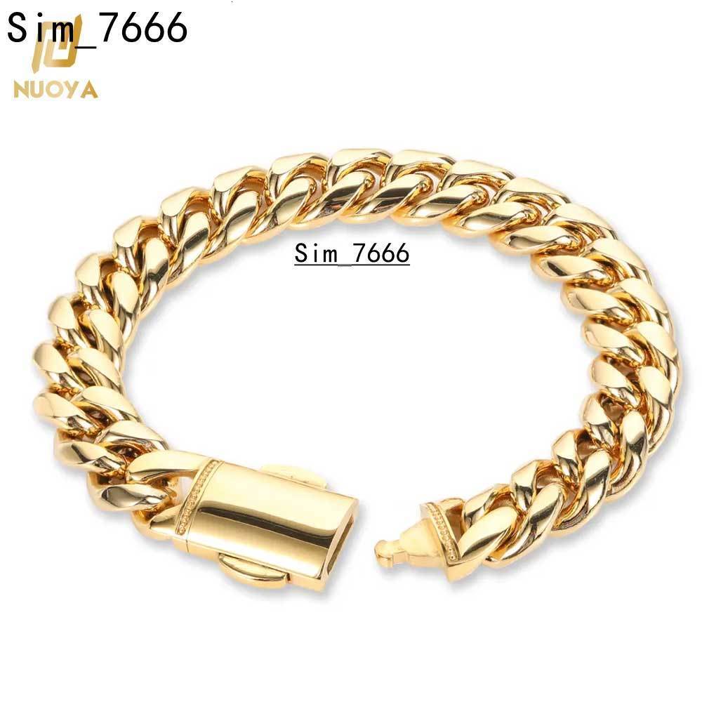 Stainless Steel Hip Hop Jewelry Bracelets for Men Gold 18K Gold Plated Pulsera Cubana Bracelet Custom