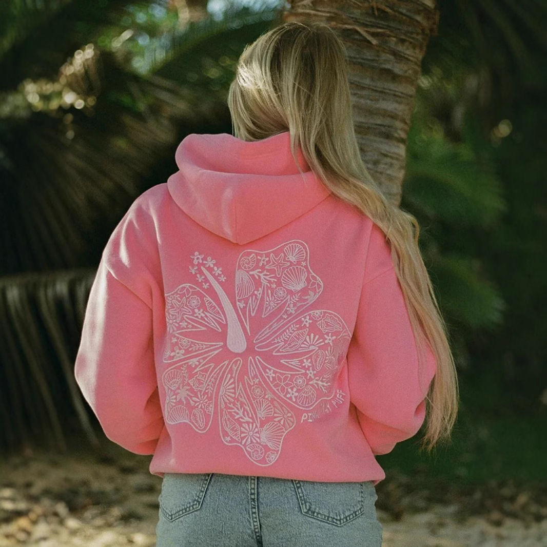 Free Shipping Designer Hoodie 2025 New Style Women's Off Shoulder Sleeves Casual And Comfortable Sportswear Hooded Sweatshirt With Hibiscus Print