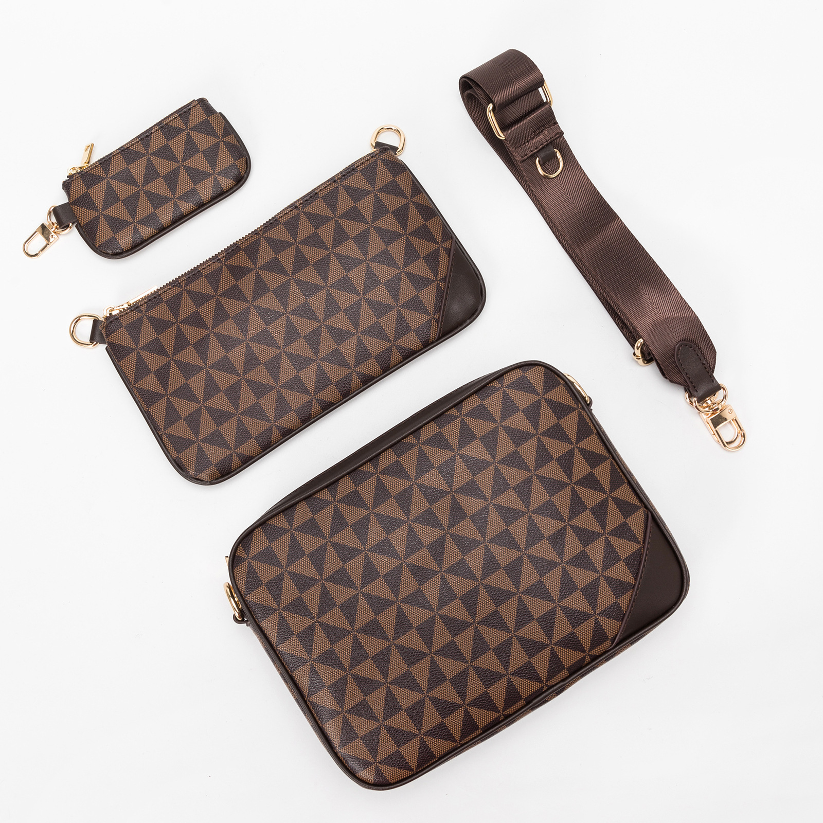 Free Shipping Designer Luxury Fashion Three-in-one Casual Printed Brand Men's Bag New European Retro Printed Single Shoulder Men's Messenger