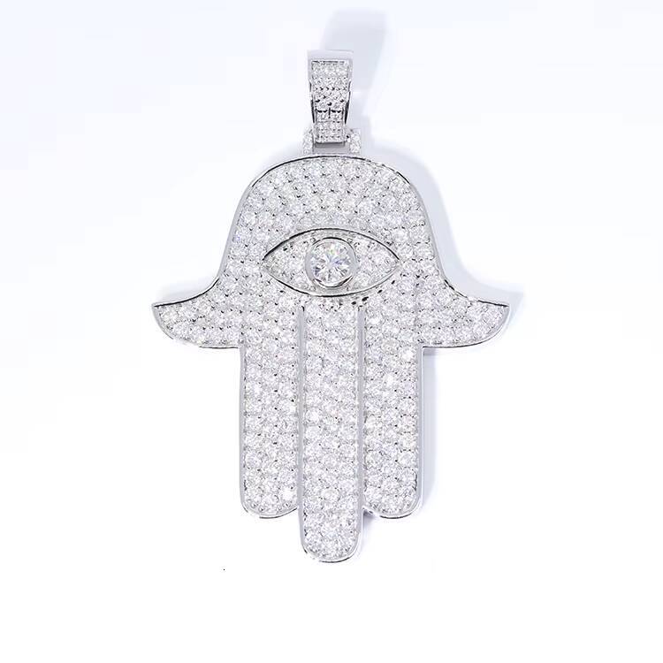 Customized Handmade Hamsa Pendant S925 Silver with Vvs Moissanite Hip Hop Pendants for Mens Jewelry Necklace